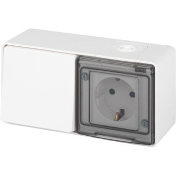 Блок розетка с выключателем ЭРА ЭКСПЕРТ 11-7501-01 IP55 16А (10AX)-250В ОУ белый