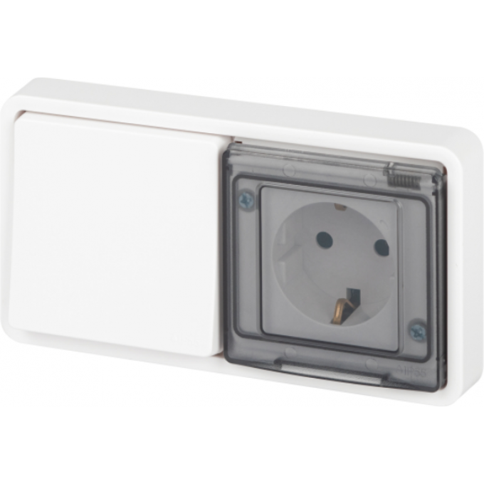 Блок розетка с выключателем ЭРА ЭКСПЕРТ 11-7521-01 IP55 16А (10AX)-250В СУ белый B0063261 Блок розетка с выключателем ЭРА ЭКСПЕРТ 11-7521-01 IP55 16А (10AX)-250В СУ белый B0063261