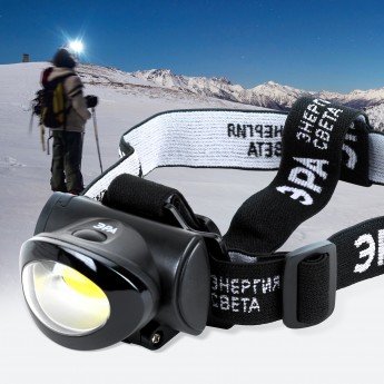 Фонарь налобный светодиодный ЭРА GB-601 на батарейках мощный яркий 3 режима черный