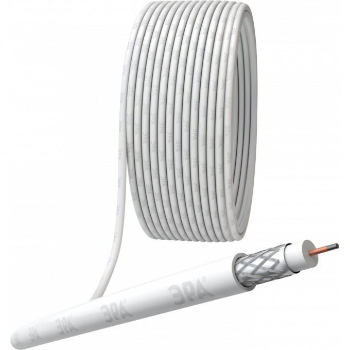 Кабель коаксиальный ЭРА RG-6U 75 Ом CCS оплётка AL 64% PVC цвет белый бухта 100 м SIMPLE B0044597 Кабель коаксиальный ЭРА RG-6U 75 Ом CCS оплётка AL 64% PVC цвет белый бухта 100 м SIMPLE B0044597