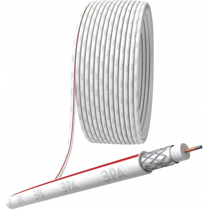 Кабель коаксиальный ЭРА SAT 50 M 75 Ом CCS оплётка AL 75% PVC цвет белый бухта 100 м SIMPLE B0044607 Кабель коаксиальный ЭРА SAT 50 M 75 Ом CCS оплётка AL 75% PVC цвет белый бухта 100 м SIMPLE B0044607