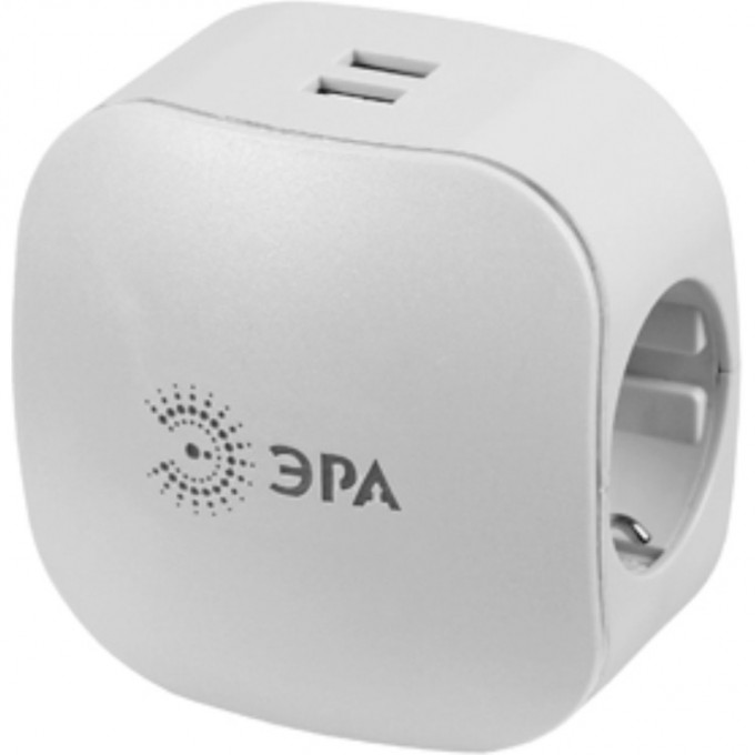 Разветвитель электрический ЭРА SP-3e-USB-2A на 3 розетки + 2 USB с заземлением со шторками 16А белый B0015243