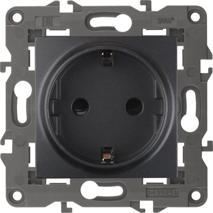 Розетка 2P+E ЭРА ELEGANCE SCHUKO 14-2101-05 16A-250В IP20 антрацит B0034269