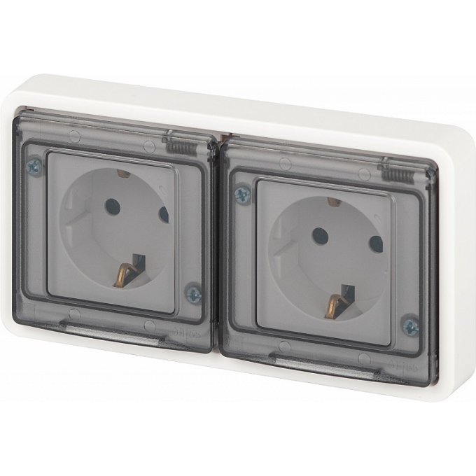 Розетка ЭРА ЭКСПЕРТ 11-2523-01 2х2P+E горизонтальная IP55 16А-250В СУ белая B0063276 Розетка ЭРА ЭКСПЕРТ 11-2523-01 2х2P+E горизонтальная IP55 16А-250В СУ белая B0063276