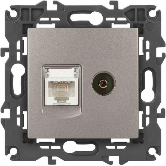 Розетка ЭРА ELEGANCE Б0065768 14-3110-16 RJ45+TV титан B0065768 Розетка ЭРА ELEGANCE Б0065768 14-3110-16 RJ45+TV титан B0065768