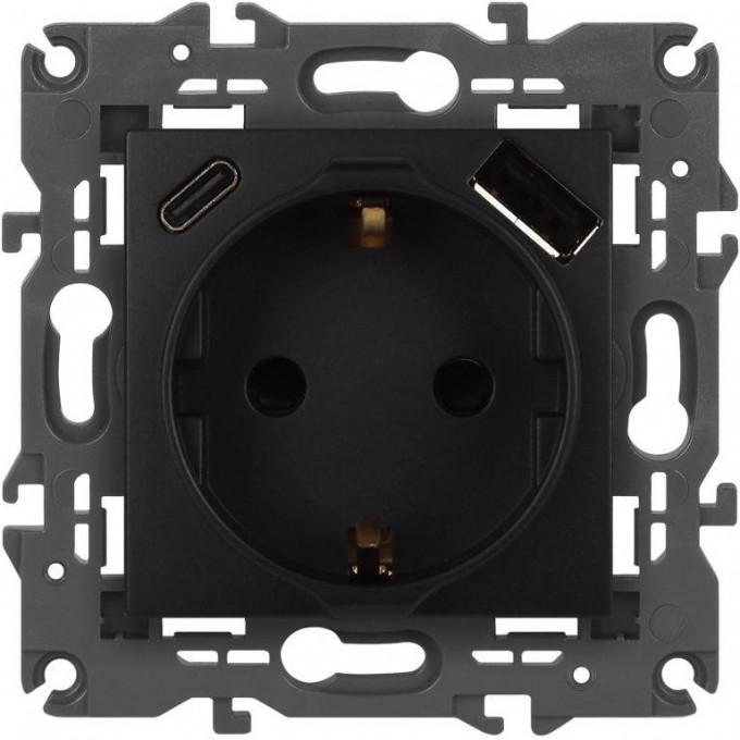 Розетка ЭРА ELEGANCE Б0067724 14-4108-05 2P+E 16A-250В со шторками с USB type-A+C 5В-3А антрацит B0067724 Розетка ЭРА ELEGANCE Б0067724 14-4108-05 2P+E 16A-250В со шторками с USB type-A+C 5В-3А антрацит B0067724