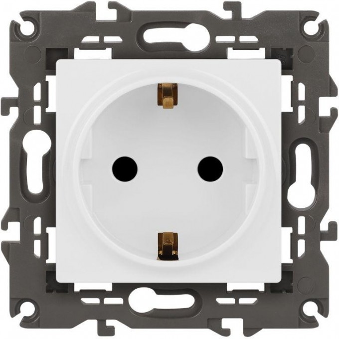 Розетка ЭРА ELEGANCE SCHUKO 14-2102-01 16А IP20 16AX 250В 2P+E защитный шторки белый B0034272