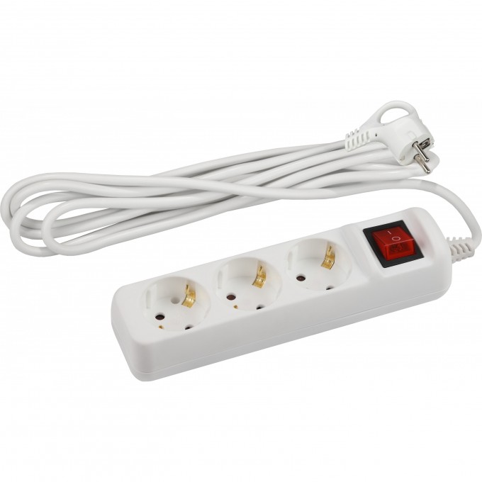 Удлинитель электрический ЭРА U-3es-5m-3x1,5 с заземлением с выключателем 3 розетки 5м ПВС 3x1,5мм2 16А B0044041