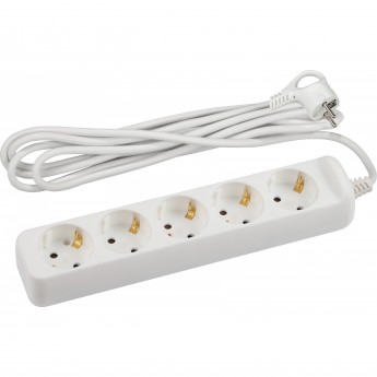 Удлинитель электрический ЭРА U-5e-5m-3x1,5 с заземлением 5 розеток 5м ПВС 3x1,5мм2 16А