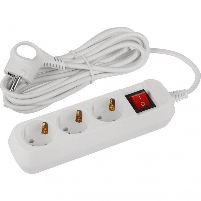 Удлинитель электрический ЭРА UDL-10-350-ES Greenline 3 розетки с заземлением с выключателем 5м ПВС 3х0.75кв.мм B0065080