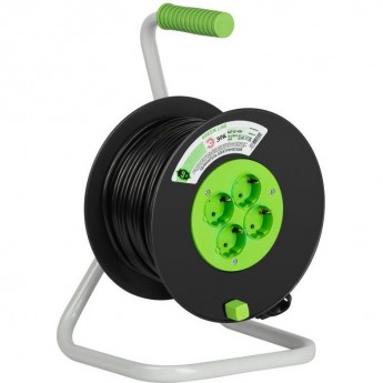 Удлинитель на пластиковой катушке ЭРА GREEN LINE Б0065116 4х40м с заземлением KAT-3x1-40m Greenline ПВС 3х1