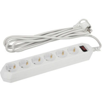 Удлинитель с сетевым фильтром ЭРА Б0037262 6х3м с заземлением 10А IP20 USF-6es-3m-W белый