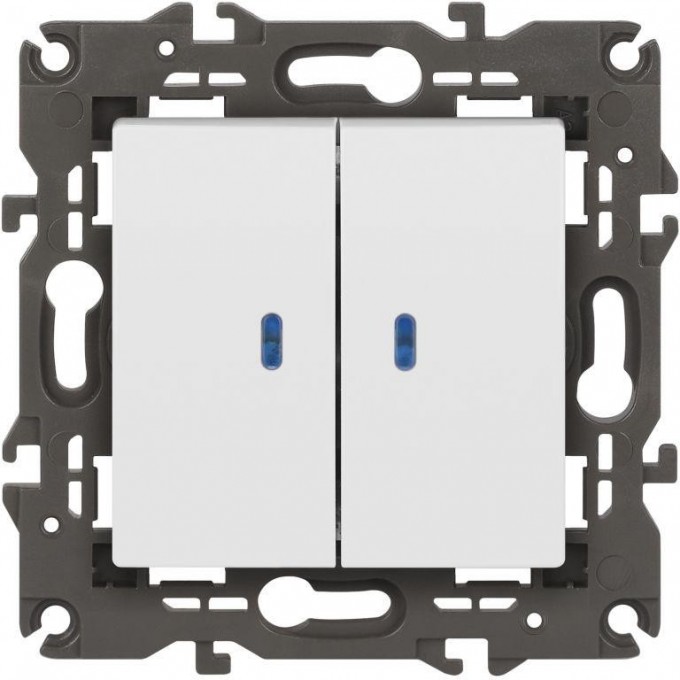 Выключатель ЭРА ELEGANCE Б0065807 14-1105-01М двойной с подсветкой 10АХ-250В матовый белый B0065807